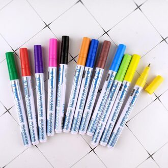 8/12Pcs Tekening Dubbele Lijn Overzicht Pen Markeerstift Marker Kleur Pennen School 12 kleuren