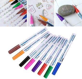8/12Pcs Tekening Dubbele Lijn Overzicht Pen Markeerstift Marker Kleur Pennen School 8 kleuren