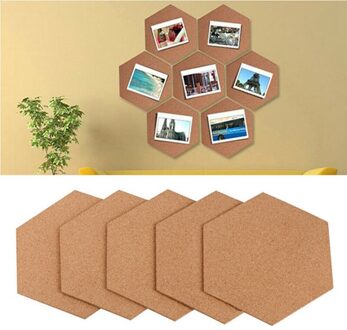 8/16/24 Pcs Zelfklevende Kurk Boord Tegels Muur Tekening Bulletin Boards Kantoor Thuis Hout Foto Achtergrond Hexagon stickers 16stk
