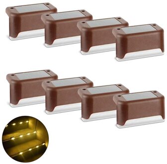8/16 Pcs Zonne-verlichting Solar Stap Lichten Outdoor Waterdichte Led Solar Trap Hek Lamp Decoratie Voor Patio Trappen Tuin Yard bruin / 4stk