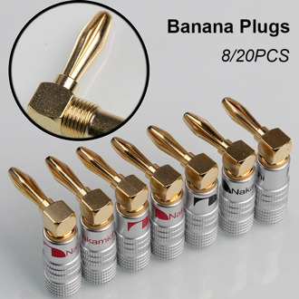 8/20PCS Nakamichi 4mm Banana Plug Connector Red&Black Gold Plated Musical Speaker Banana Connector For HiFi
