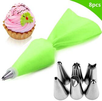 8/26Pcs Herbruikbare Icing Piping Nozzles Set Spuitzak Cake Decorating Gereedschap Set Roestvrijstalen Keuken Gadgets Fondant decor 8stk--groen