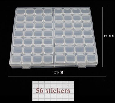 8-28-56-64pcs Kleine Rooster Verstelbare Transparante Plastic Opbergdoos Voor Diamant Mozaïek Gereedschapskist Speciale Vormige Bead Organizer 56stk wit doos