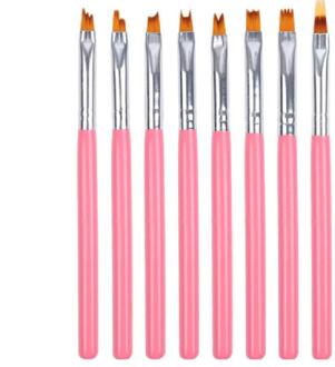 8/5/1Pcs Nail Art Brush Set Voor Manicure Roze Acryl Nail Art Brush Uv Nail Schilderen bloem Tekening Pen Diy Nail Art 01