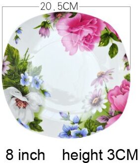 8.5 inch, bone china rechthoekige platen, porselein diner plaat, keuken koken portie schotel, chinese vierkante diner gerechten