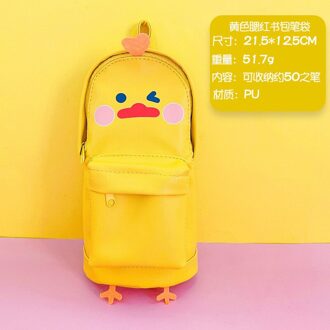 8.5 Inch Gele Eend Bagwashable Pen Houder, Pu Potlood Doos, Etui, Grote Capaciteit Briefpapier, make-Up Borstel Opbergdoos 4