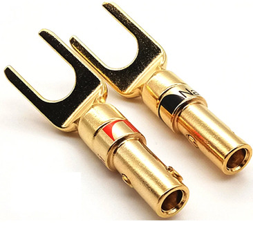 8-50pcs Hifi Audio Screw Fork Connector Adapter Nakamichi Brass Gold Plated Y Spade Speaker Plugs