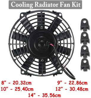 8 9 10 12 14 Inch Universal Slim Fan Push Pull Elektrische Radiator Fan Cooling & Montage Kit 12V 80W 2100Rpm 9 duim