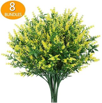 8 Bundels/Set Lavendel Kunstbloemen Uv-bestendig Struiken Nep Planten Wedding Huis Tuin Decoratie Bruidsboeket Decor geel