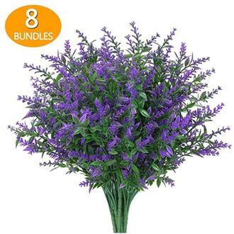 8 Bundels/Set Lavendel Kunstbloemen Uv-bestendig Struiken Nep Planten Wedding Huis Tuin Decoratie Bruidsboeket Decor Paars