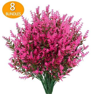 8 Bundels/Set Lavendel Kunstbloemen Uv-bestendig Struiken Nep Planten Wedding Huis Tuin Decoratie Bruidsboeket Decor Roze