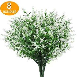 8 Bundels/Set Lavendel Kunstbloemen Uv-bestendig Struiken Nep Planten Wedding Huis Tuin Decoratie Bruidsboeket Decor wit