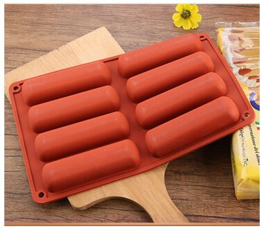 8 Cavity Cake Gereedschappen Siliconen Classic Collection Vormen vinger Oranje Non Stick Eclair 8 Vormen Siliconen Bakvorm