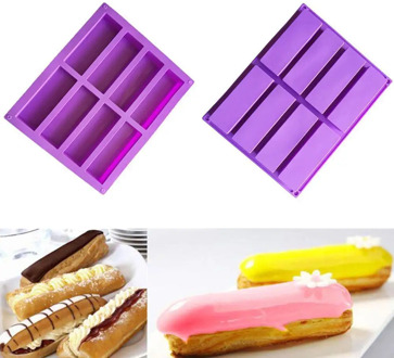 8-Cavity Cake Mold Chocolate Rectangle Silicone Baking Cube Ice Tray Soap Mould K6U6
