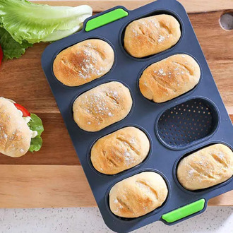 8 Cavity Silicone Bread Mold Non-Stick Reusable Temperature Resistant Bakeware French Bread Tray Household Baking Mould Tools