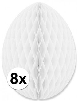 8 decoratie paaseieren wit 30 cm