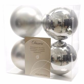 8-delige kerstballen set 10 cm zilver - Kerstbal Zilverkleurig