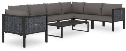 8-delige Loungeset met kussens poly rattan antraciet Grijs