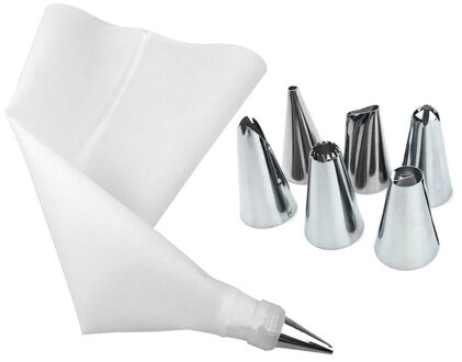 8 Delige Set Taart Tools 6 Rvs Nozzles En Siliconen Eva Spuitzak Converter wit Pastry Kit