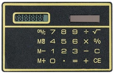 8 Digit Ultra Dunne Zonne-energie Rekenmachine Met Touch Screen Credit Card Draagbare Mini Rekenmachine Voor Business School zwart