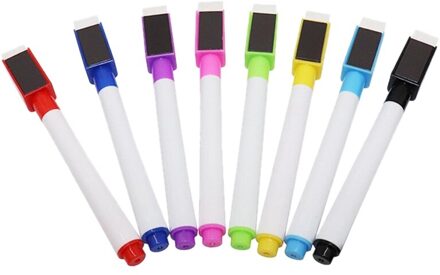 8 Droog Uitwisbare Markers-Whiteboard Markers Met Cap Gemonteerde Gum Whiteboard Markers, lage Geur Fine-Punt Markers