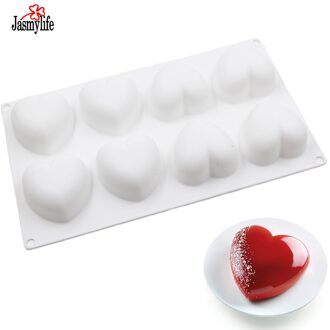 8 gaten liefde hartvormige Mousse Silicone Mold Cake Pan Bakken Tool Mousse Chocolade Dessert Jelly muffin Mould Pastry Decoratie