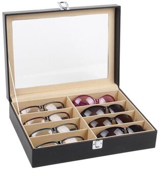 8-Grid Bril Case Faux Leather Zonnebril Doos Glazen Houder Opbergdoos Glazen Doos Display Collection Bril sieraden