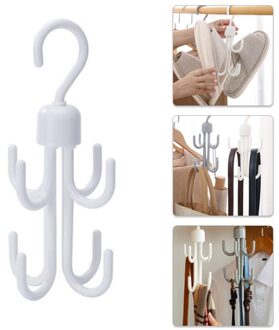 8-Haken Draaibare Opslag Houder Rack Schoenenrek Haak Tie Riem Kleding Organizer Handdoek Hanger Slaapkamer Afwerking Rack Ruimte saver wit