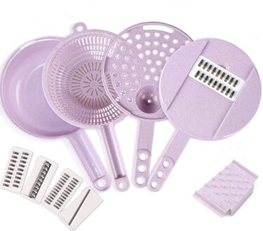 8 in 1 Mandoline Slicer Groentesnijder Aardappel Dunschiller Wortel Ui Rasp met Zeef Groentesnijder Keuken Accessoires roze
