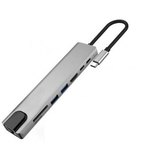 8 In 1 Multifunctionele Type-C Tot 4K Hdmi-Compatibel RJ45 Usb 3.0 Tf Pd Charger Hub adapter