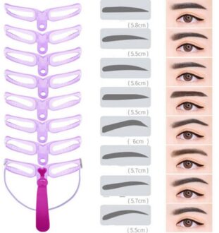 8 In1 Wenkbrauw Template Herbruikbare Helper Wenkbrauw Stencils Kit Grooming Kaart Wenkbrauw Definiëren Makeup Tools