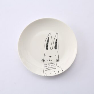 8 Inch Dier Creatieve Ronde Keramische Plaat Dessert Steak Brood Snacks Lade Kinderen Servies Cartoon Diner Platen Servies konijn