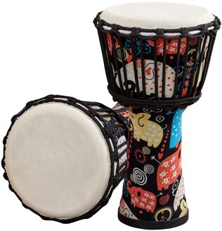8 Inch Draagbare Afrikaanse Trommel Djembe Handtrommel Met Kleurrijke Art Patronen Percussie Muziekinstrument Type1