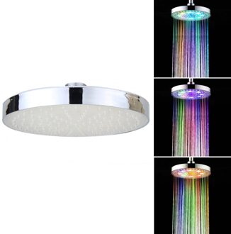 8 Inch Extra Grote Ronde Led Douchekop 7 Kleur Veranderende Silver Chrome Face360Degree Verstelbare Neerslag Sprinkler