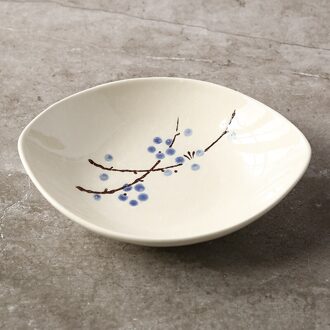 8 Inch Keramische Salade Koreaanse Stijl Boot Plaat Rijst Plaat Creatieve Handgeschilderde Diner Plaat Huishouden Groente Plaat blauw pruim