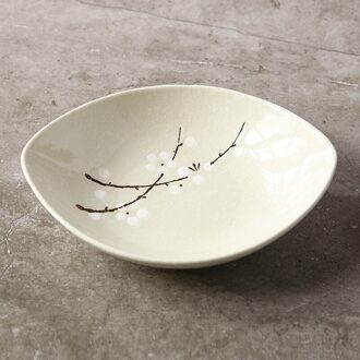 8 Inch Keramische Salade Koreaanse Stijl Boot Plaat Rijst Plaat Creatieve Handgeschilderde Diner Plaat Huishouden Groente Plaat licht groen
