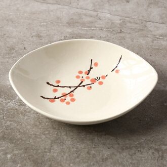 8 Inch Keramische Salade Koreaanse Stijl Boot Plaat Rijst Plaat Creatieve Handgeschilderde Diner Plaat Huishouden Groente Plaat rood pruim