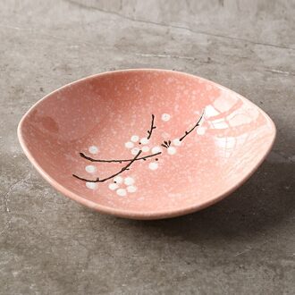 8 Inch Keramische Salade Koreaanse Stijl Boot Plaat Rijst Plaat Creatieve Handgeschilderde Diner Plaat Huishouden Groente Plaat roze