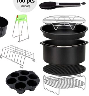 8 Inch Lucht Friteuse Accessoire 4.2QT-6.8QT Friteuse Pizza Pan Siliconen Mat Roosteren Rack Cupcake Mallen Olie Borstel, 13 Soort