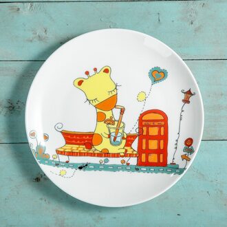 8 inches Ronde Bone China Servies Westerse Voedsel Rundvlees Taart Dessertbord Cartoon Herten Porselein Platte Schotel Platen 3