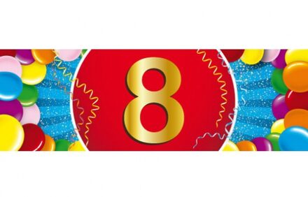 8 jaar leeftijd sticker 19 x 6 cm - 8 jaar verjaardag/jubileum versiering