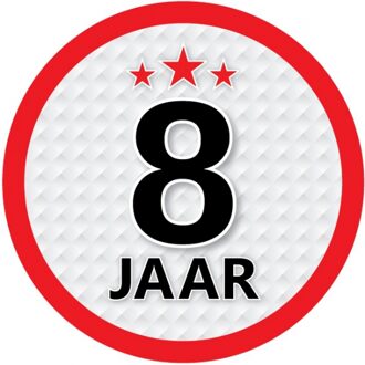 8 jaar leeftijd sticker rond 15 cm - 8 jaar verjaardag/jubileum versiering