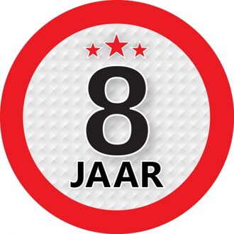 8 jaar leeftijd sticker rond 9 cm - 8 jaar verjaardag/jubileum versiering