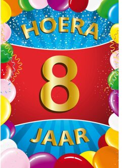 8 jaar mega deurposter 59 x 84 cm leeftijd verjaardag feestartikelen - Feestposters Multikleur