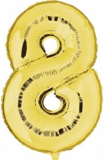 8 jaar versiering cijfer ballon Goudkleurig