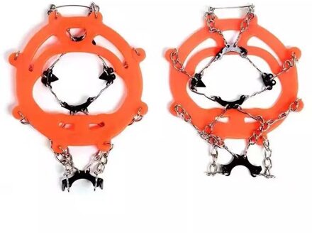 8 Klauw Schoen Ijs Claw Anti-Slip Laarzen Stijgijzers Outdoor Rotsklimmen Schoenen Accessoires Hike Bergbeklimmen SAL99 oranje