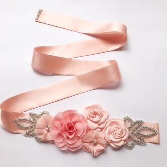 8 kleur Beschikbaar Bloem Riem Champagne Kralen Zilveren Bloem Riem Bruids Jurk Accessoires Cinturon Flores Boda Ceinture Mariage oranje roze