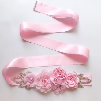 8 kleur Beschikbaar Bloem Riem Champagne Kralen Zilveren Bloem Riem Bruids Jurk Accessoires Cinturon Flores Boda Ceinture Mariage Roze