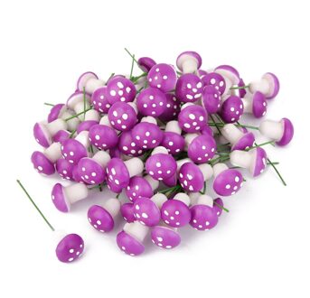 8 Kleur Kiezen 100 Stuks Miniatuur Schuim Paddestoel Beeldje Terrarium Bonsai Tuin Decor Micro Landschap paars