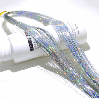 8 Kleuren 1 Zak Haar Klatergoud Sparkle Glitter Extensions Hoogtepunten Valse Haar Strengen Partij Accessoires Voor Meisjes Party zilver